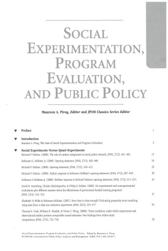 Social Experimentation, Program Evaluation, and Public Policy