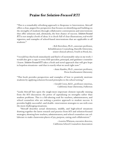 Solution-Focused RTI: A Positive and Personalized Approach to Response to Intervention