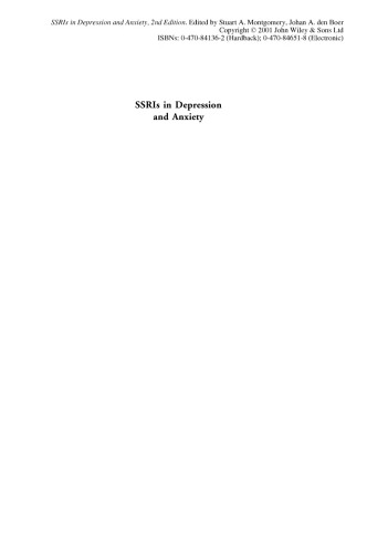 SSRIs in Depression and Anxiety, Volume 8, Second Edition