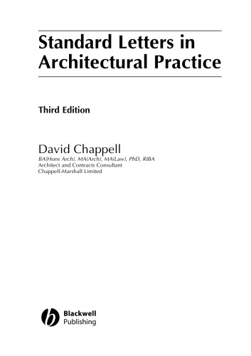 Standard Letters for Architectural Practice, Third Edition