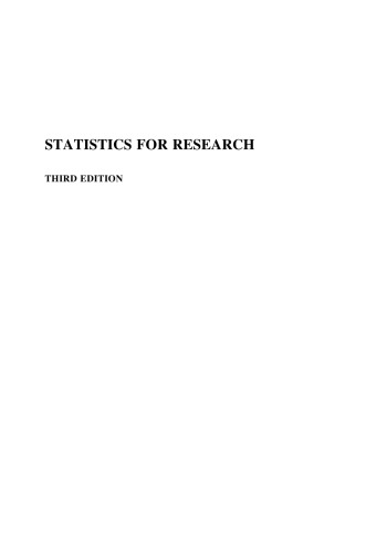 Statistics for Research, Third Edition