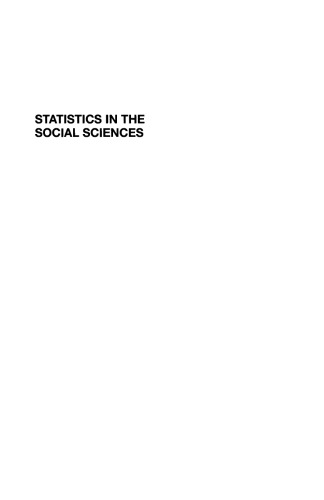 Statistics in the Social Sciences: Current Methodological Developments