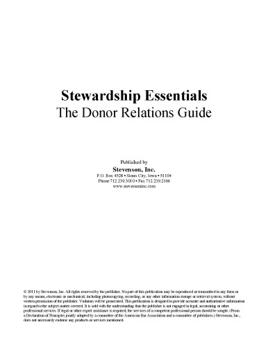 Stewardship Essentials: The Donor Relations Guide