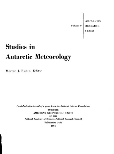 Studies in Antarctic Meteorology