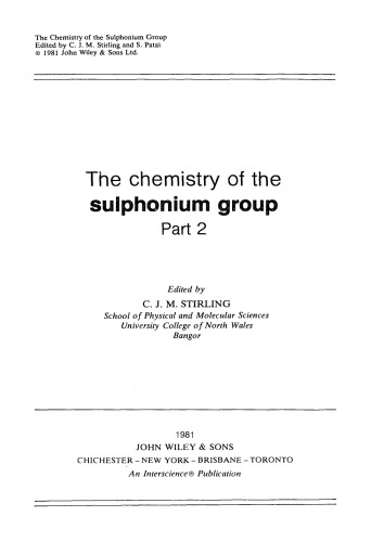 The Sulphonium Group: Volume 2 (1981)