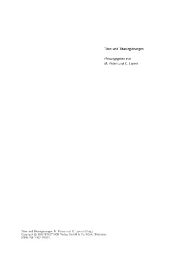 Titan und Titanlegierungen, Third Edition