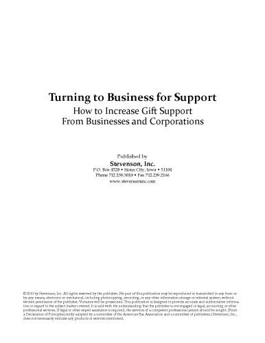 Turning to Business for Support: How to Increase Gift Support from Businesses and Corporations