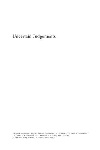 Uncertain Judgements: Eliciting Experts' Probabilities