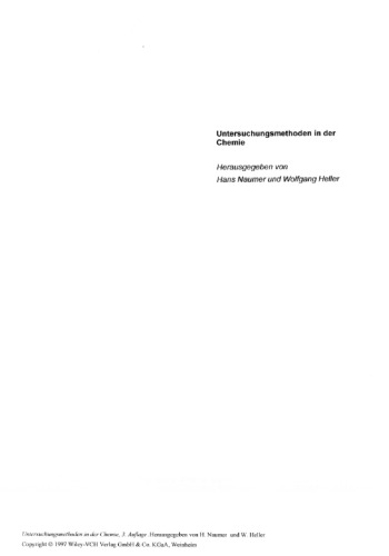 Untersuchungsmethoden in der Chemie: Einführung in die moderne Analytik