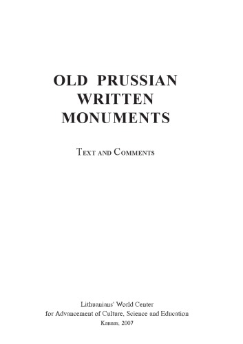 Old Prussian Written Monuments