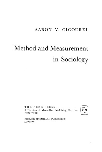 Method and Measurement in Sociology