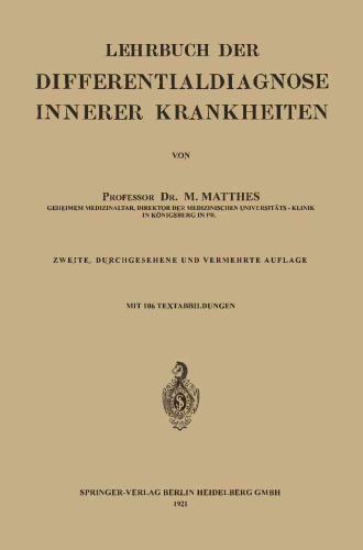 Lehrbuch der Differentialdiagnose Innerer Krankheiten