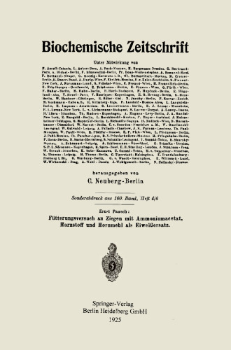 Fütterungsversuch an Ziegen mit Ammoniumacetat, Harnstoff und Hornmehl als Eiweißersatz