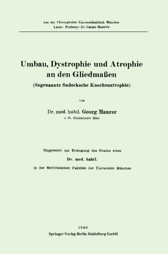 Umbau, Dystrophie und Atrophie an den Gliedmaßen: Sogenannte Sudecksche Knochenatrophie