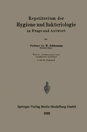Repetitorium der Hygiene und Bakteriologie in Frage und Antwort