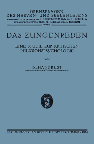 Das Ƶungenreden: Eine Studie Ƶur Kritischen Religionspsychologie