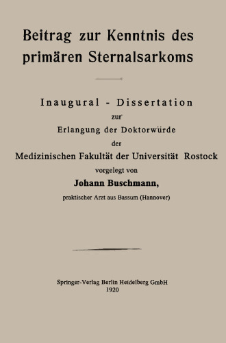 Beitrag zur Kenntnis des primären Sternalsarkoms
