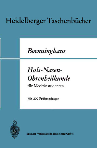 Hals-Nasen-Ohrenheilkunde: für Medizinstudenten