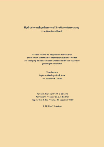 Hydrothermalsynthese und Strukturuntersuchung von Montmorillonit