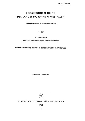 Glimmentladung im Innern eines kathodischen Rohres