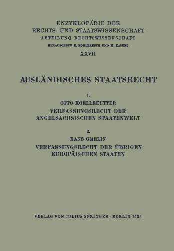 Ausländisches Staatsrecht: 1. Verfassungsrecht der Angelsächsischen Staatenwelt