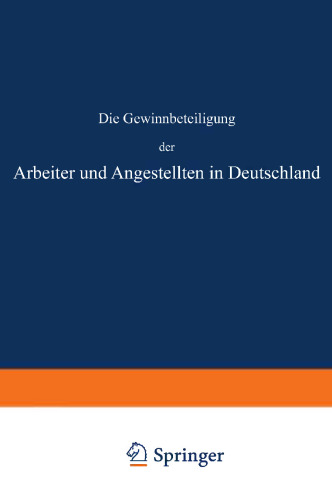 Die Gewinnbeteiligung der Arbeiter und Angestellten in Deutschland