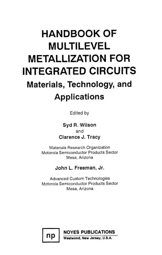 Handbook of Multilevel Metallization for Integrated Circuits - Materials, Technology, and Applications
