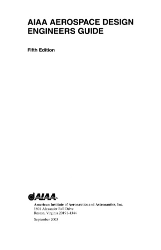 AIAA Aerospace Design Engineers Guide (5th Edition)