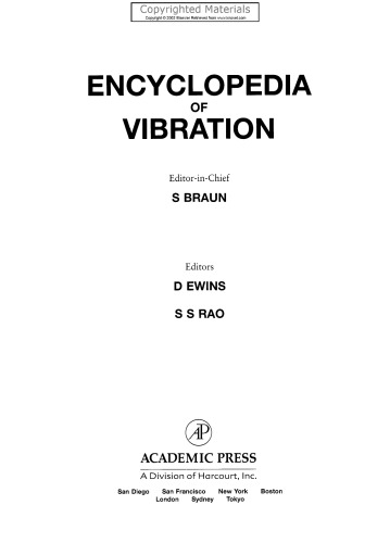Encyclopedia of Vibration, Volumes 1-3