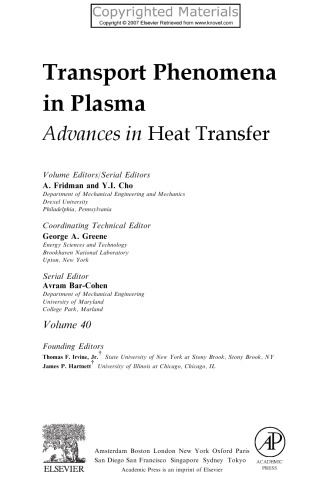 Transport Phenomena in Plasma