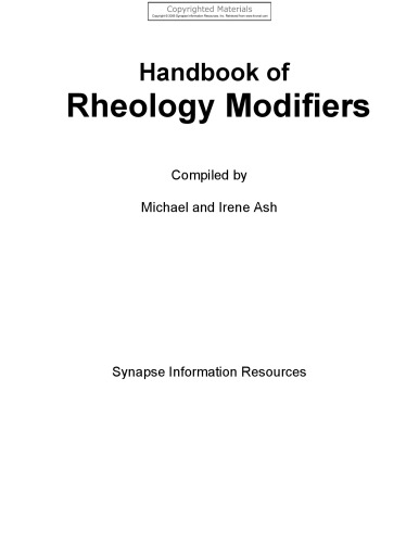 Handbook of Rheology Modifiers