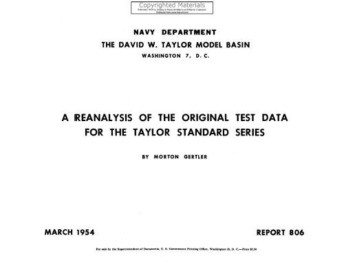 Reanalysis of the Original Test Data for the Taylor Standard Series: U.S. Navy Department