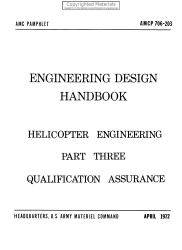 Engineering Design Handbook - Helicopter Engineering, Part Three - Qualification Assurance: