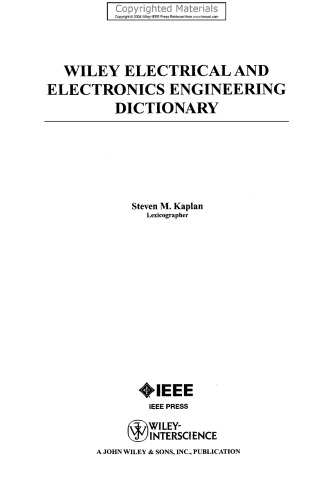Wiley Electrical and Electronics Engineering Dictionary