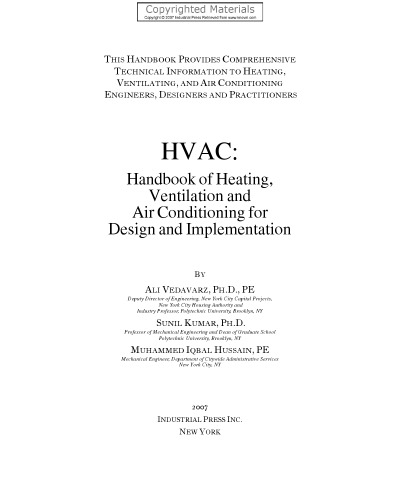 HVAC - The Handbook of Heating, Ventilation and Air Conditioning for Design and Implementation