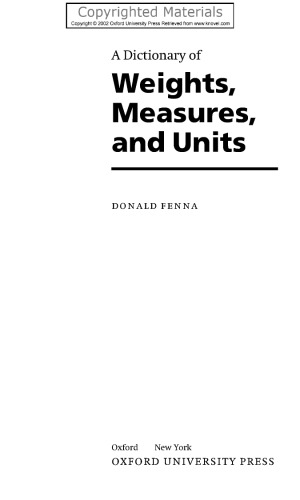 Dictionary of Weights, Measures, and Units