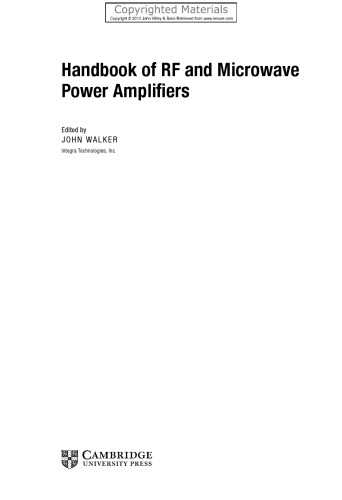 Handbook of RF and Microwave Power Amplifiers