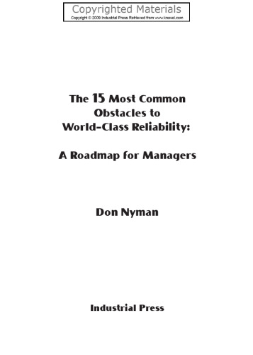 15 Most Common Obstacles to World-Class Reliability - A Roadmap for Managers