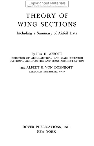Theory of Wing Sections - Including a Summary of Airfoil Data