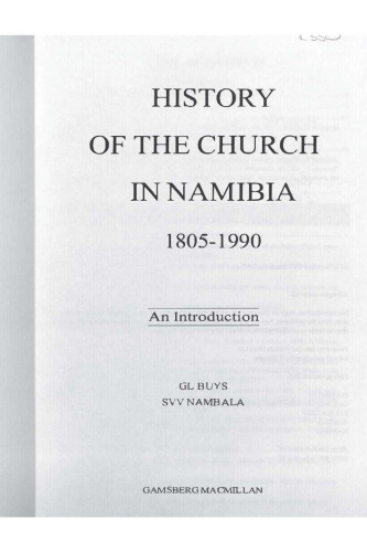 History of the church in Namibia, 1805-1990 : an introduction