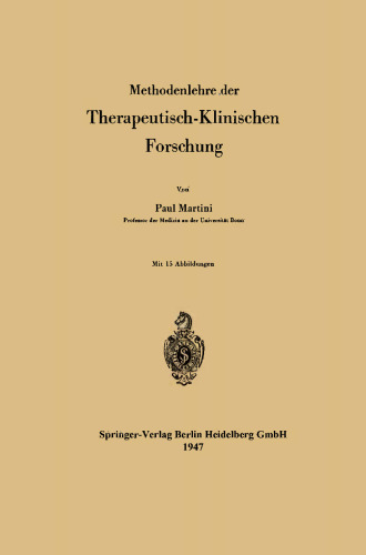Methodenlehre der Therapeutisch-Klinischen Forschung