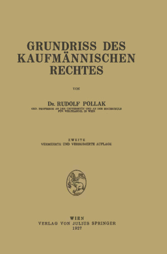 Grundriss des Kaufmännischen Rechtes