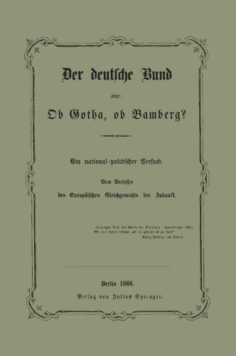 Der deutsche Bund oder: Ob Gotha, ob Bamberg?