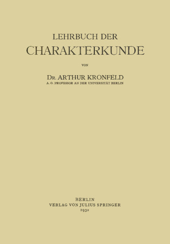 Lehrbuch der Charakterkunde