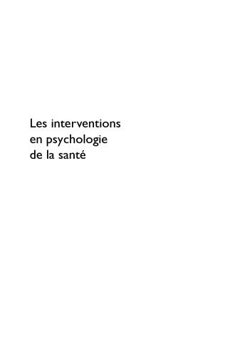 Les interventions en psychologie de la santé