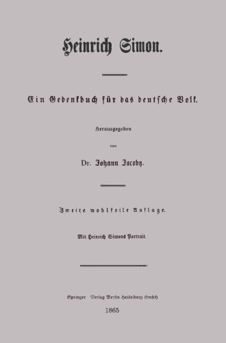 Heinrich Simon: Ein Gedenkbuch für das deutsche Volk