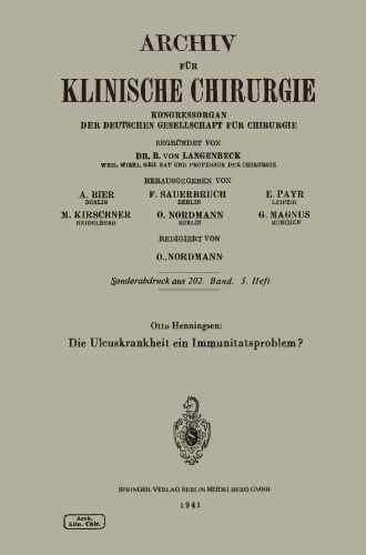 Die Ulcuskrankheit ein Immunitätsproblem?