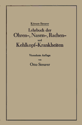 Lehrbuch der Ohren-, Nasen-, Rachen- und Kehlkopf-Krankheiten