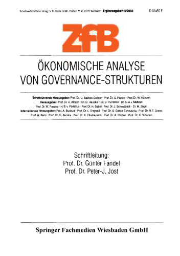 Ökonomische Analyse von Governance-Strukturen