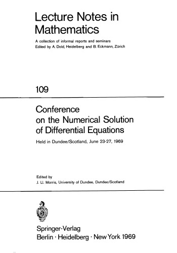 Conference on the Numerical Solution of Differential Equations: Held in Dundee/Scotland, June 23–27, 1969